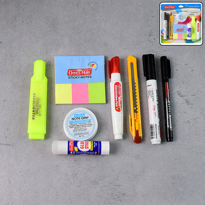 OfficeMate My Personal Office Kit – Complete Stationery Set with Glue Stick, Cutter, Markers, Correction Pen, Sticky Notes & More
