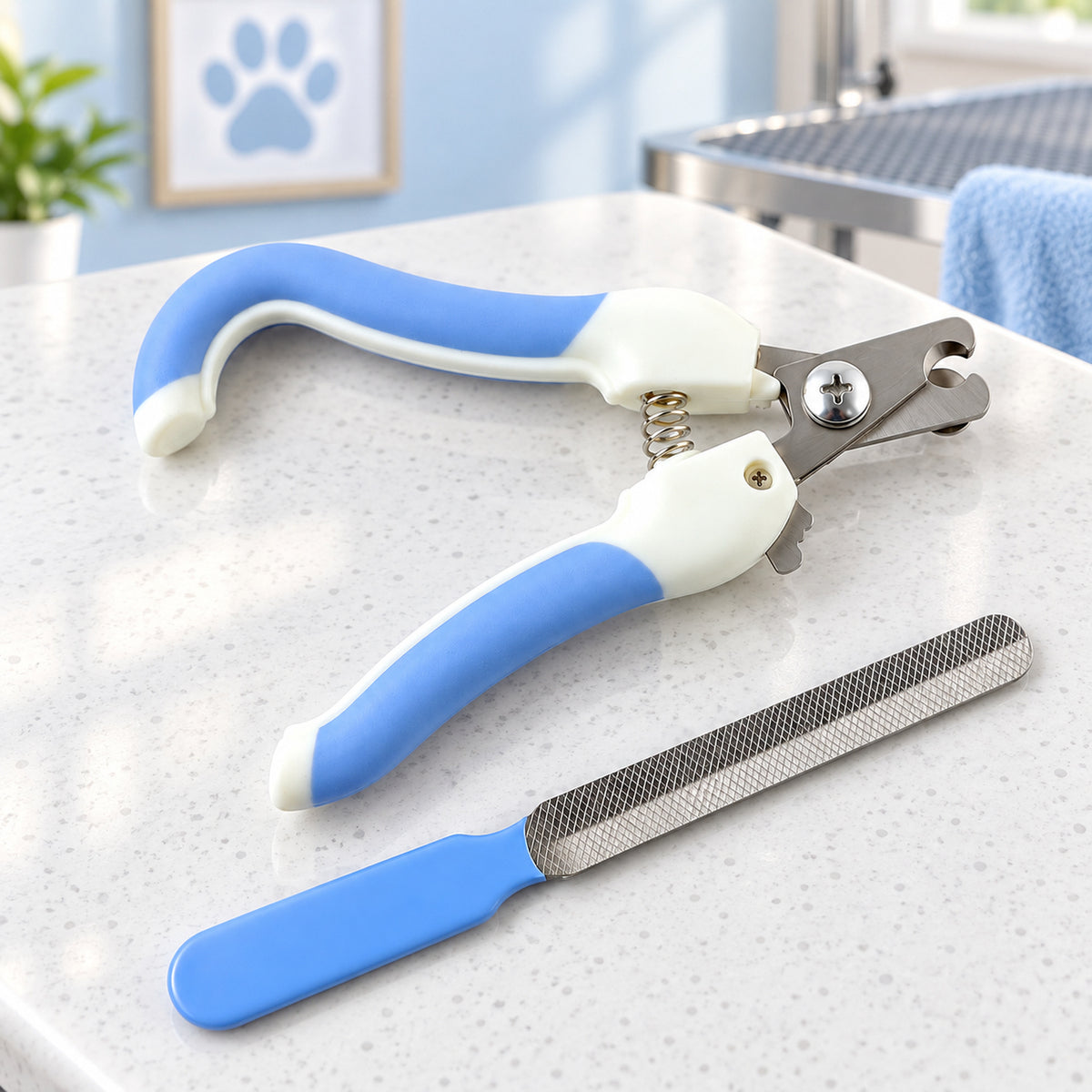Pet Nail Clipper and File Set for Dogs and Cats, Home Pet Grooming Kit (1 Set)