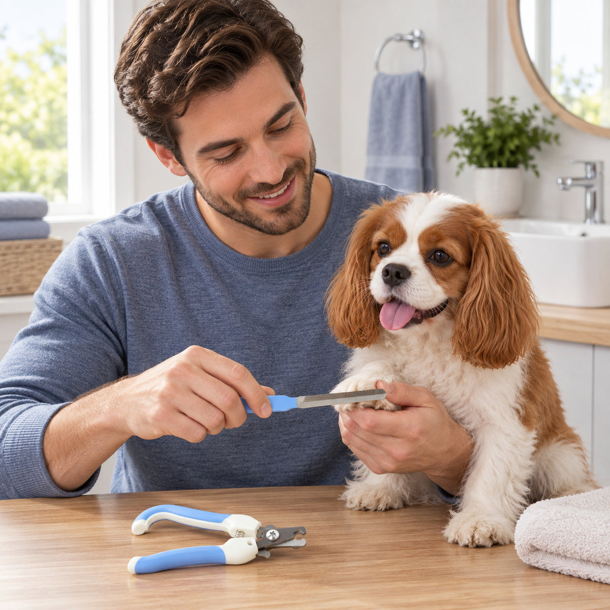 Pet Nail Clipper and File Set for Dogs and Cats, Home Pet Grooming Kit (1 Set)