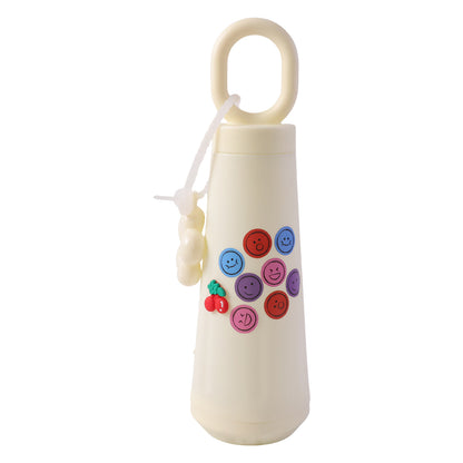 Fun face design on glass water bottle
