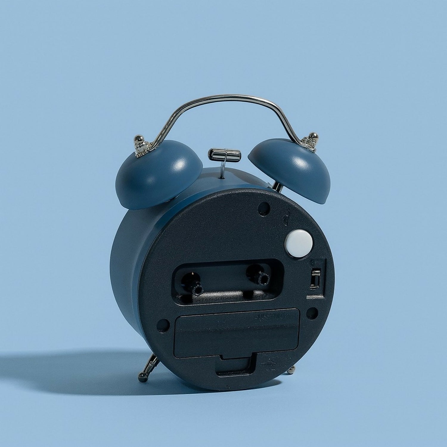 Vintage Twin Bell Alarm Clock with Loud Ring & Light, Blue Metal Finish