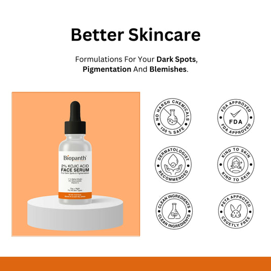 2% Kojic Acid Face Serum with Vitamin C for Dark Spots Glow All Skin Types (15 ml)