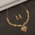 Kundan Style Leafy Necklace Set – Elegant Gold-Toned Jewelry