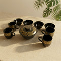 Espresso Cup Set – Elegant Black and Gold Geometric Design