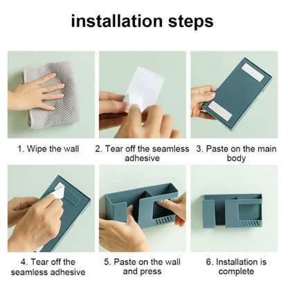 Wall Mounted Multi-Purpose Storage Holder – Mobile and Remote Control Organizer (1 Pc)