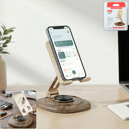 Adjustable metal desk phone stand with plastic base