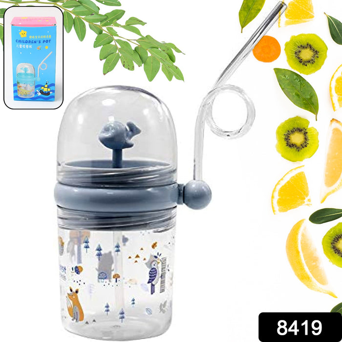 8419 Baby Drinking Cup with Straw and Lid Water Whale Spray Fountain Sippy Cup Bottles Childrens Pot, Toddler Tumbler Mug Spill Proof,Birthday Party Gift Drinking Cup (1 Pc)
