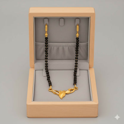 Gold Plated AD Leaf Pendant Mangalsutra for Women