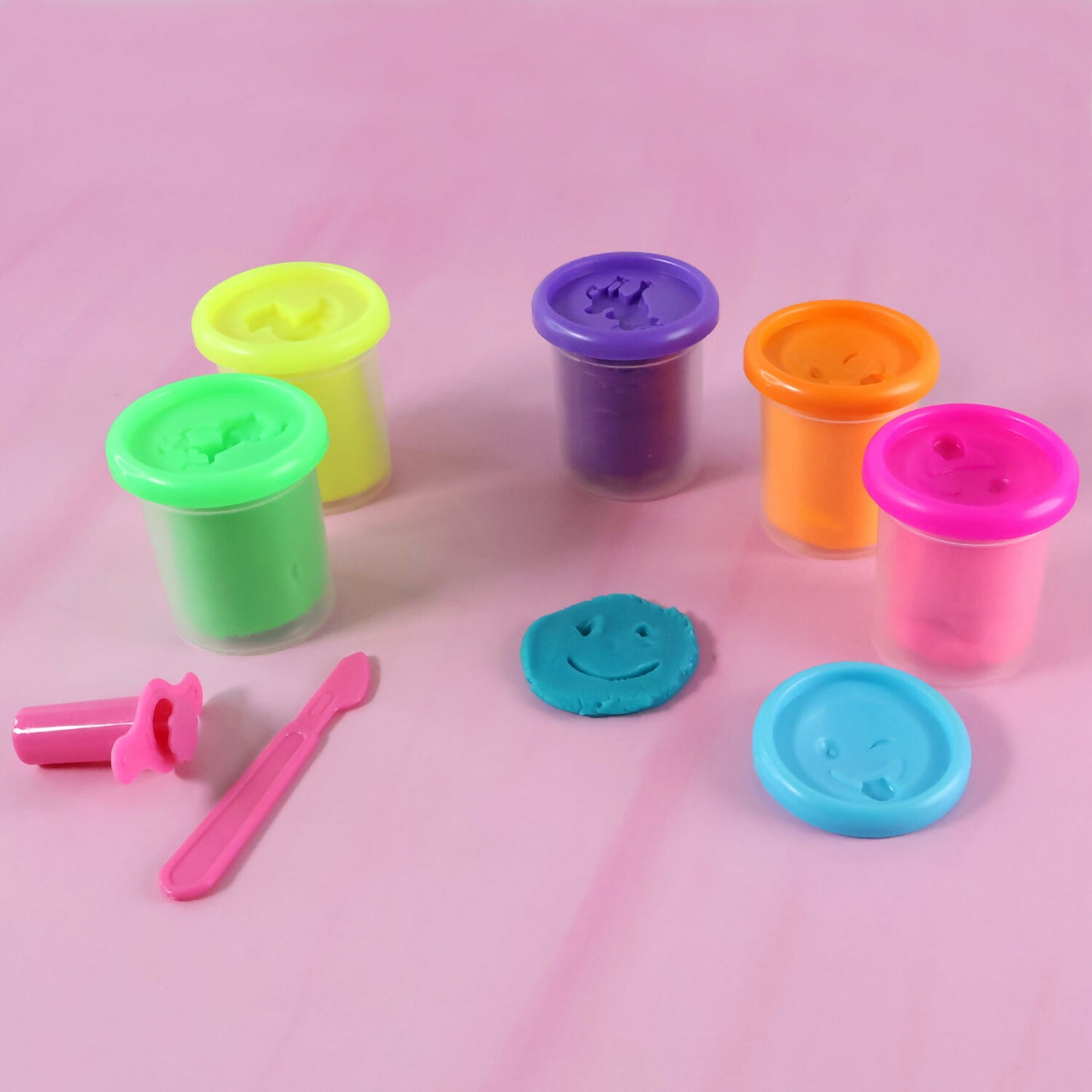 Khyati Frisky Dough Play Set – 6 Vibrant Colors Non-Sticky, Stain-Free Modelling Clay with Shape Moulds & Tools for Kids (3+ Years)