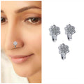 Silver-Plated Flower Cluster Non-Piercing Nose Clips Set of 3