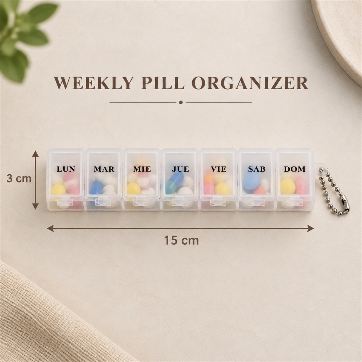 Medicine Pill Box with Clear Flip Lids for Weekly Travel Storage (7 Compartment)