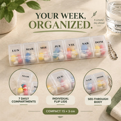 Medicine Pill Box with Clear Flip Lids for Weekly Travel Storage (7 Compartment)