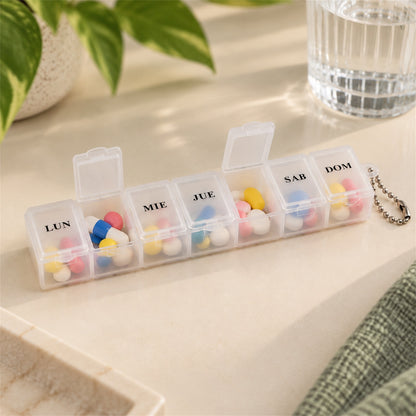 Medicine Pill Box with Clear Flip Lids for Weekly Travel Storage (7 Compartment)