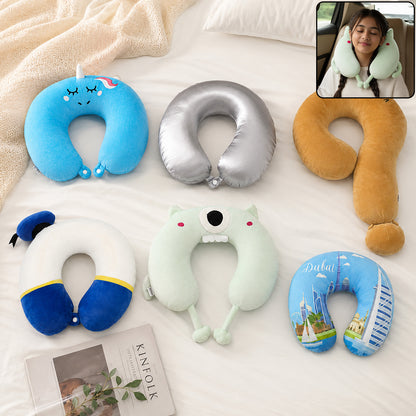Mix Design Travel Neck Pillow U Shape Soft Head Support Cushion (1 Pc)