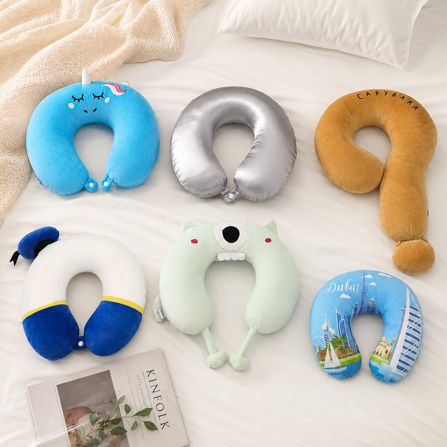 Mix Design Travel Neck Pillow U Shape Soft Head Support Cushion (1 Pc)