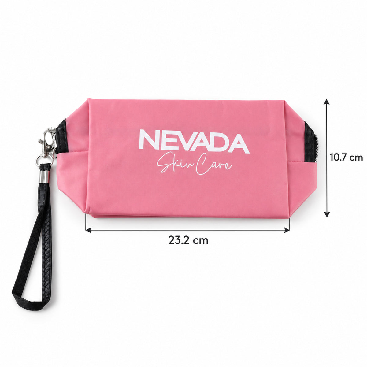 Cosmetic Pouch with Zipper Closure and Detachable Wrist Strap (1 Pc, 23x10.7 Cm)