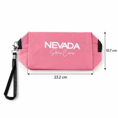 Cosmetic Pouch with Zipper Closure and Detachable Wrist Strap (1 Pc, 23x10.7 Cm)
