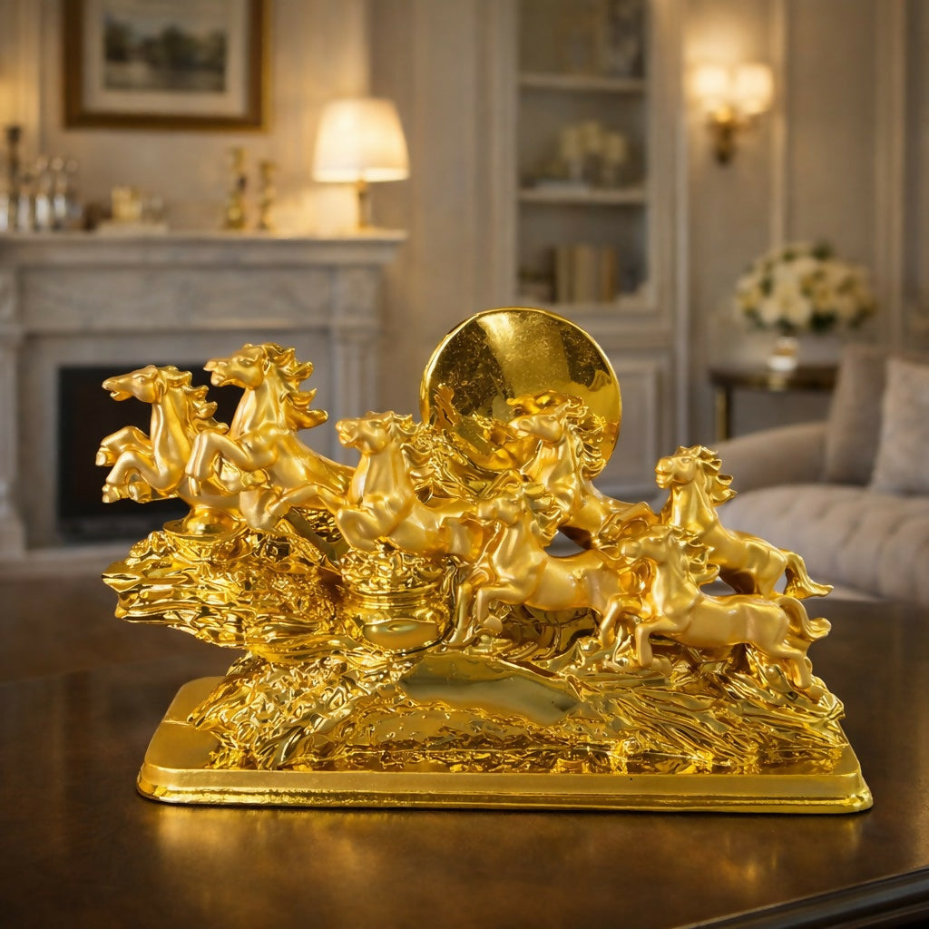 Seven Running Horses Decorative Showpiece for Home and Office Décor