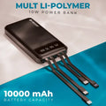 Powerbank 10000mAh – 4 Cables Inbuilt with Dual Input