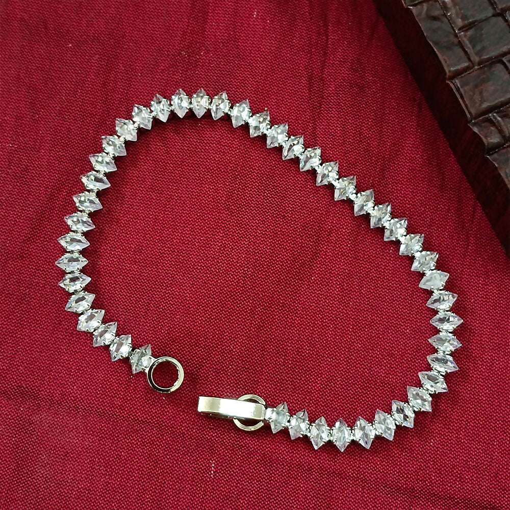 Silver Plated Ad Stone Chain Bracelet