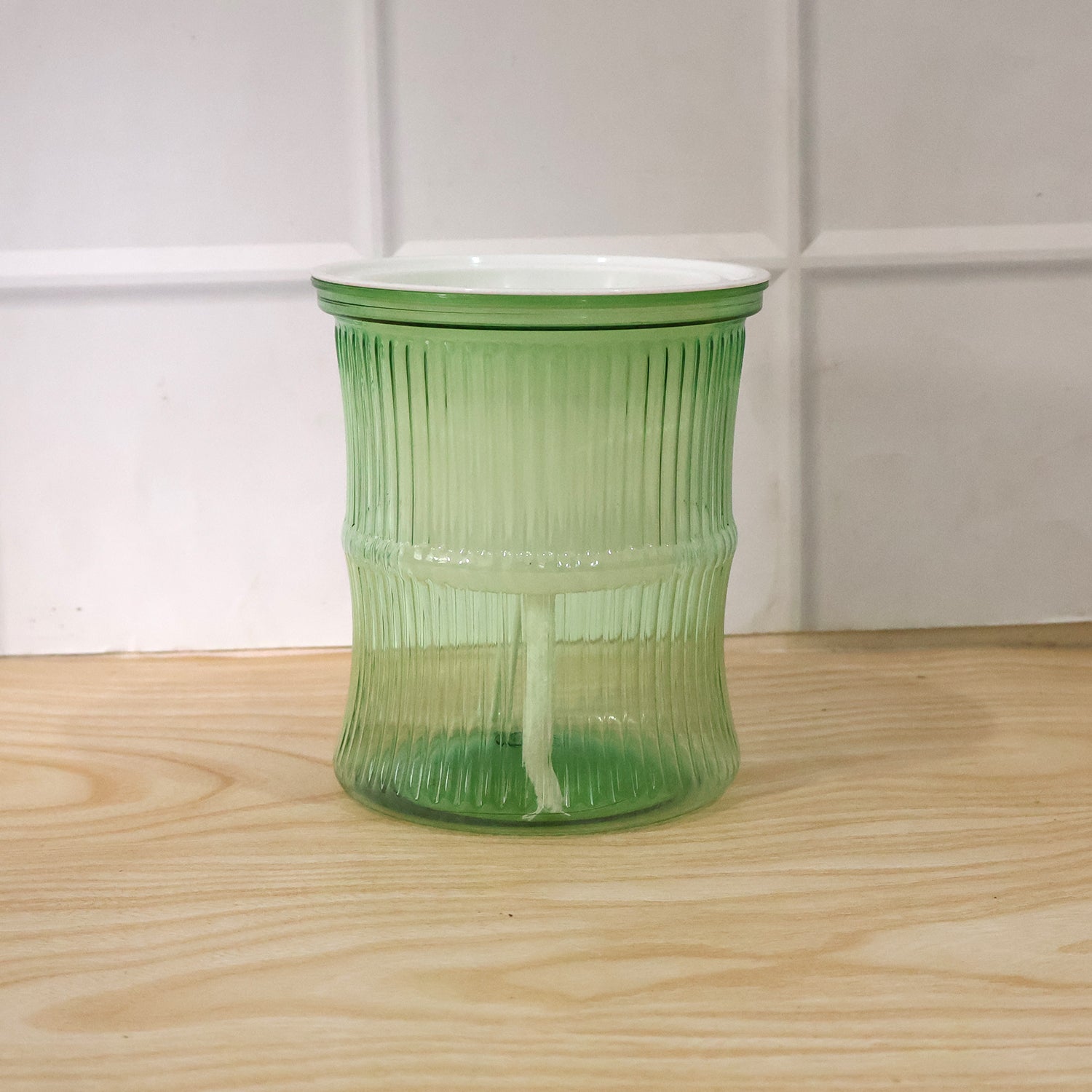 Self-Watering Bamboo Style Plastic Flower Pot with Cotton Wick
