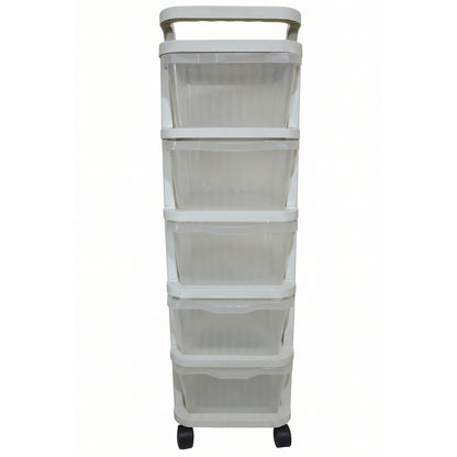 5 Layer Plastic Storage Drawer Rack Organizer with Wheels for Home (1 Pc)