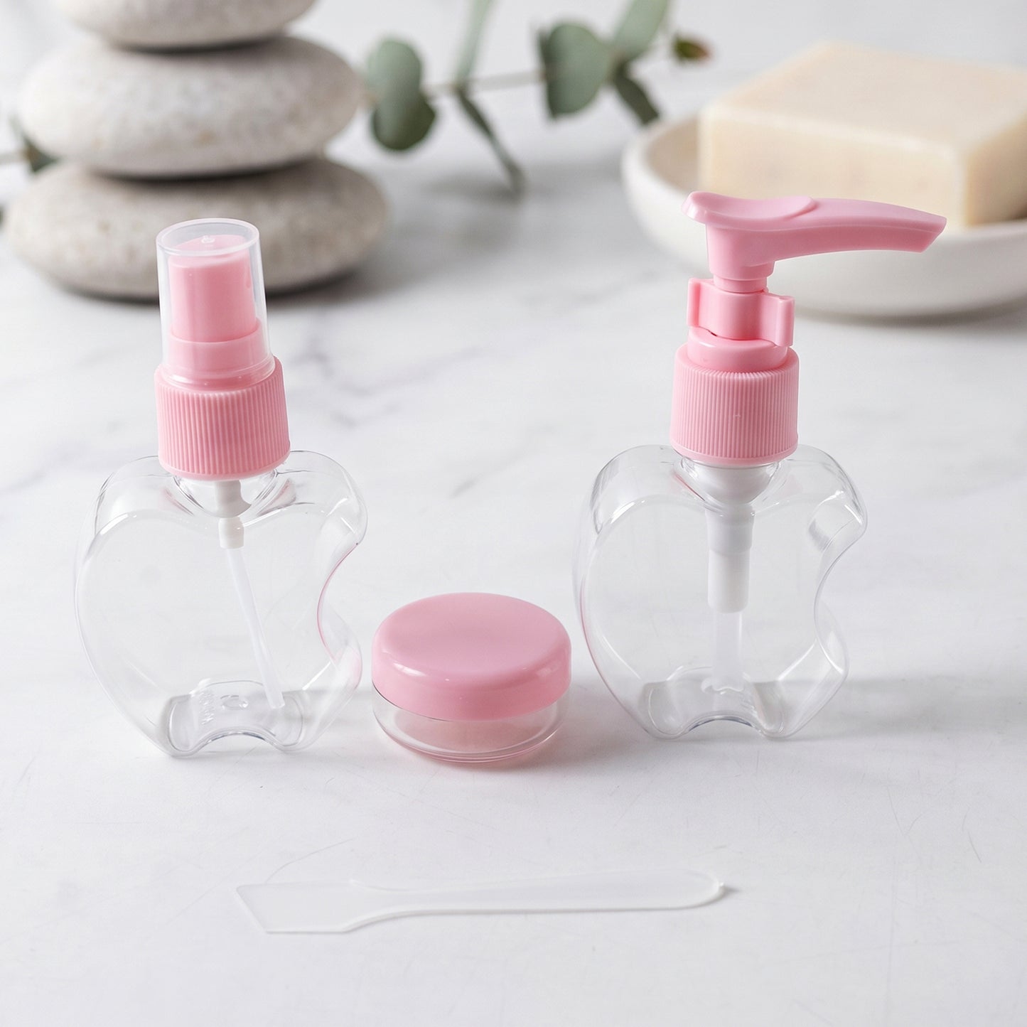 Travel Refillable Empty Cosmetic Bottle Set with Spray Pump Jar (4 Pc Set)