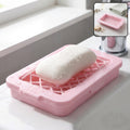 Plastic Soap Box Dish with Drain Tray for Bathroom and Kitchen (1 Pc)