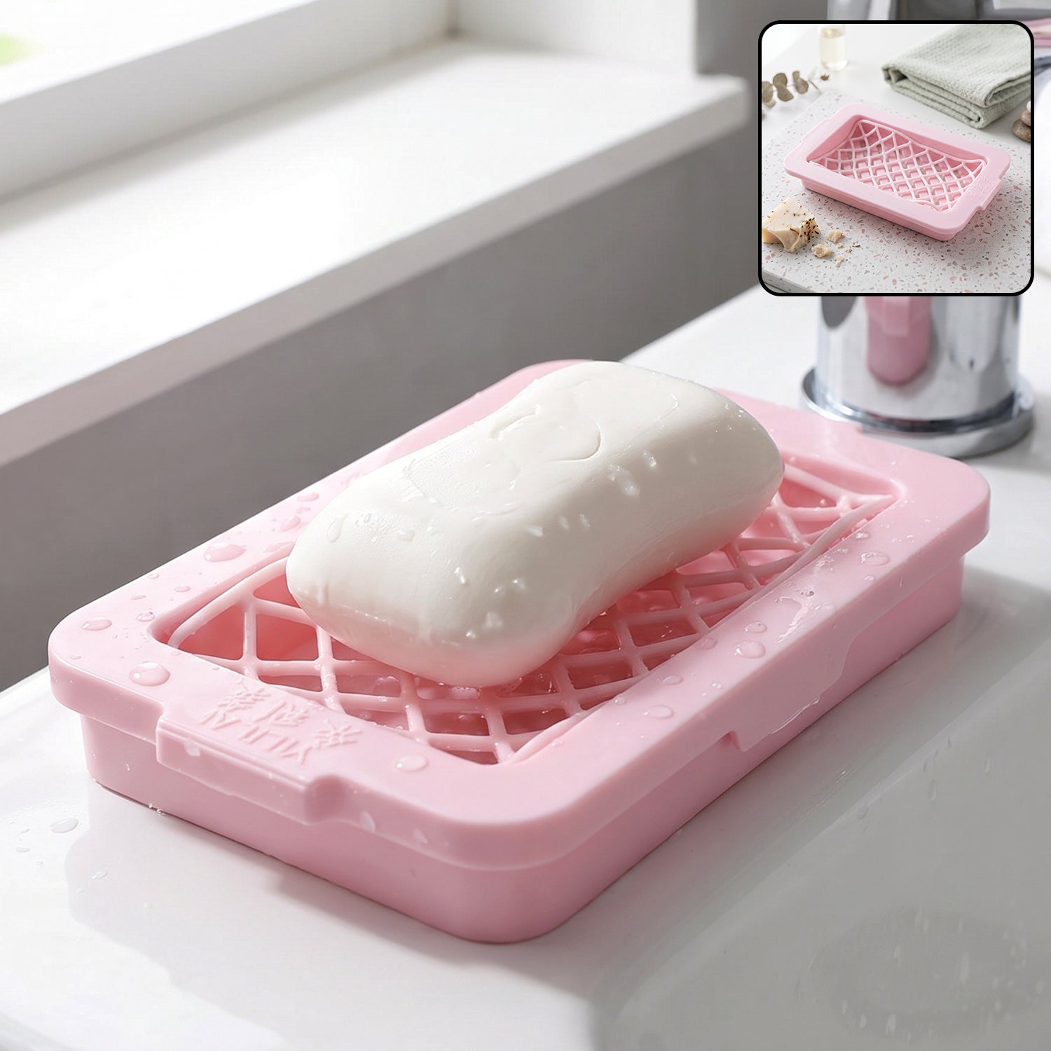 Plastic Soap Box Dish with Drain Tray for Bathroom and Kitchen (1 Pc)