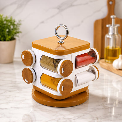 Plastic Spice Rack – 8-Jar Revolving Organizer