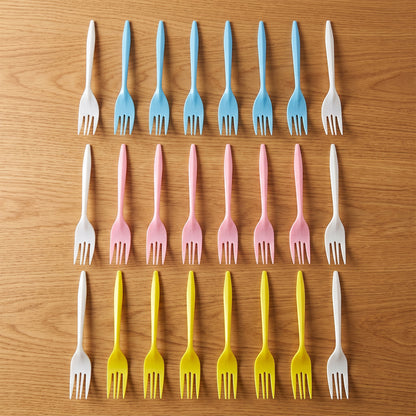 Plastic Fork 24 Pc Set Reusable Multicolour Dinner Forks Unbreakable (24 Pc Set)
