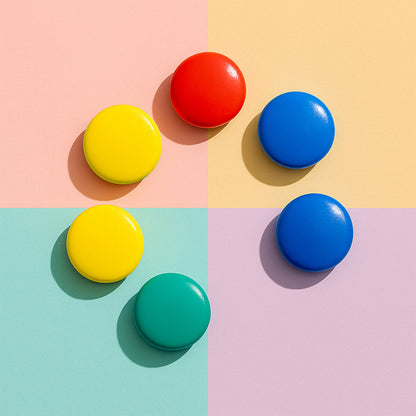 Office Mate Plasty Magnetic Symbols – Multicolour Round Magnets (Set of 6)