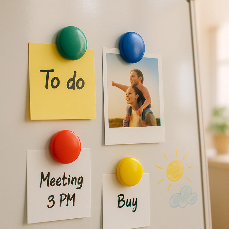 Office Mate Plasty Magnetic Symbols – Multicolour Round Magnets (Set of 6)