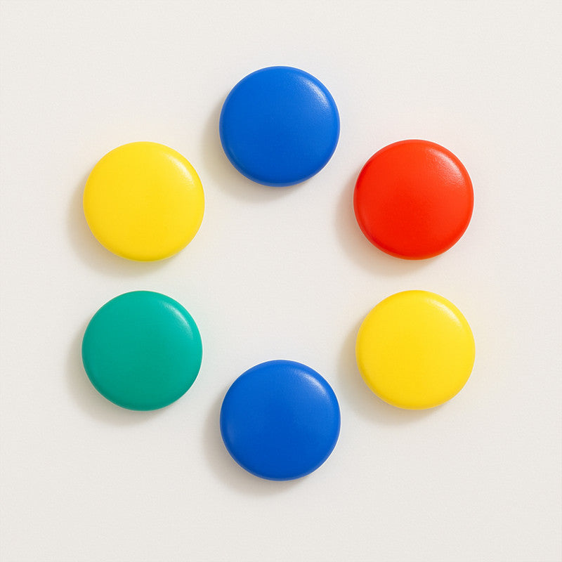 Office Mate Plasty Magnetic Symbols – Multicolour Round Magnets (Set of 6)