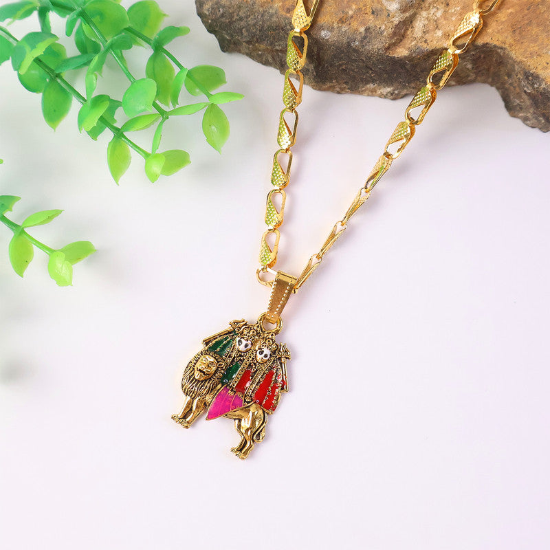 Chamunda Mata Devotional Pendant Necklace with Designer Chain