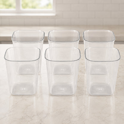 Transparent Diamond Plastic Glass Set – 6 Pieces with Tray