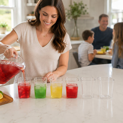 Transparent Diamond Plastic Glass Set – 6 Pieces with Tray