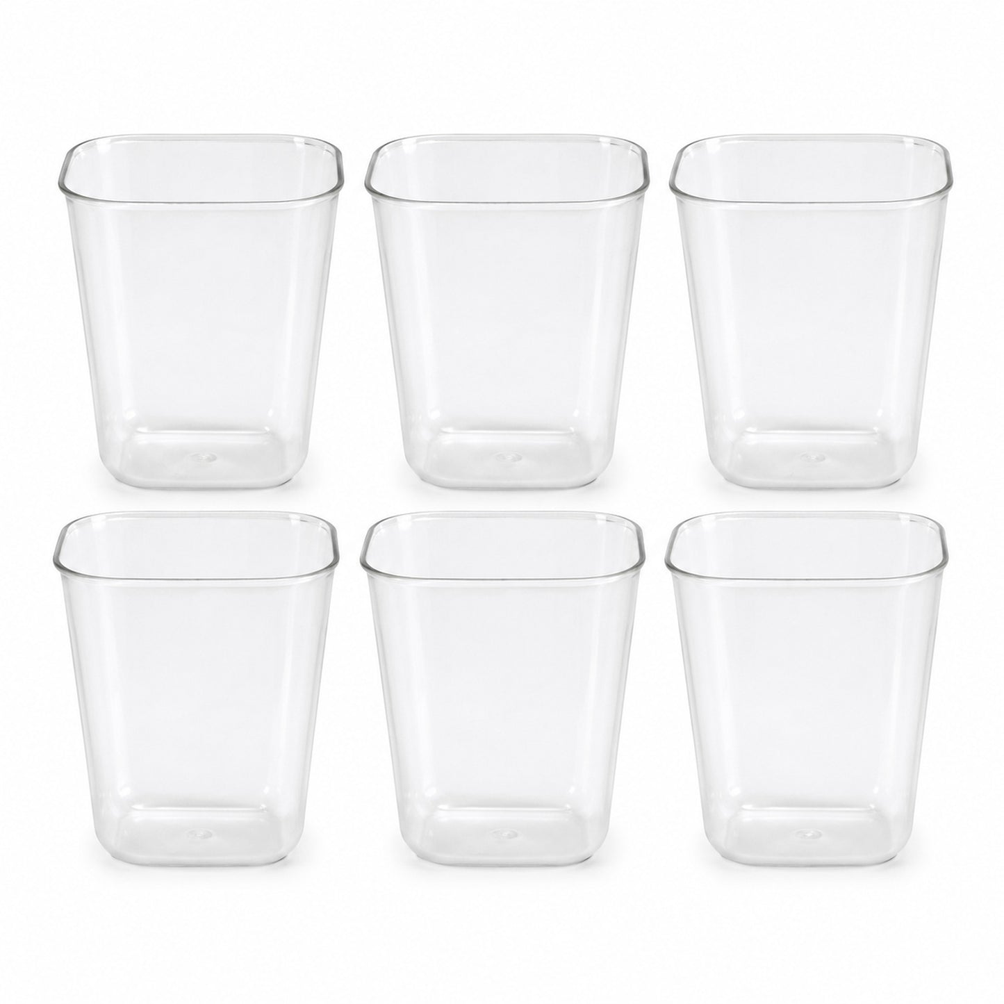 Transparent Diamond Plastic Glass Set – 6 Pieces with Tray
