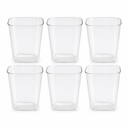 Transparent Diamond Plastic Glass Set – 6 Pieces with Tray