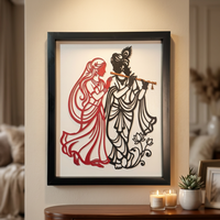 Premium Radha Krishna Wall Art Frame | 3D Wooden Handcrafted Religious Wall Decor