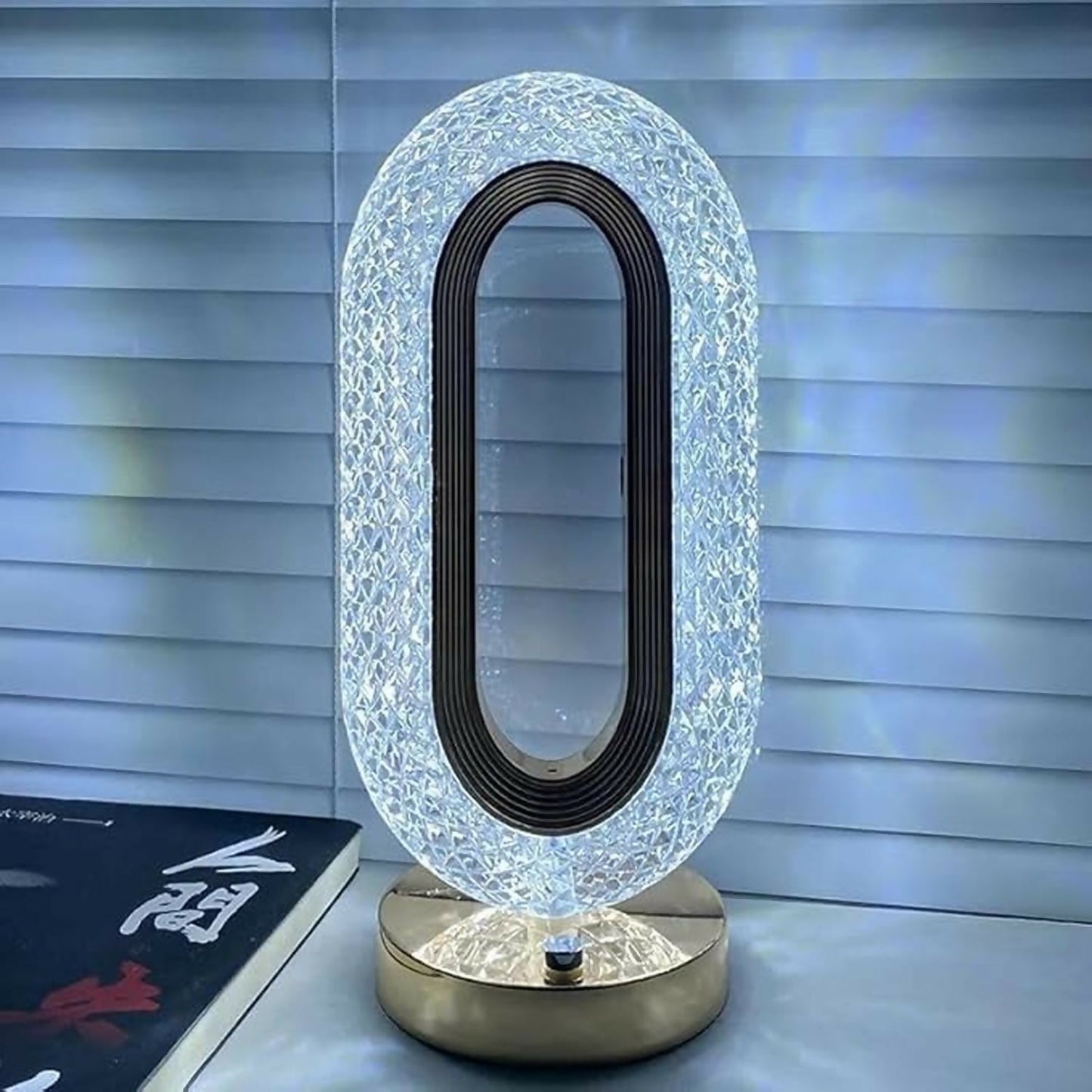 Luxury Crystal Touch Lamp with 3 Color Modes & Dimmable Brightness | Rechargeable LED Bedside Table Lamp for Bedroom, Living Room & Home Décor | Acrylic Diamond Pattern Night Lamp (Warm, Natural & Cool Light)
