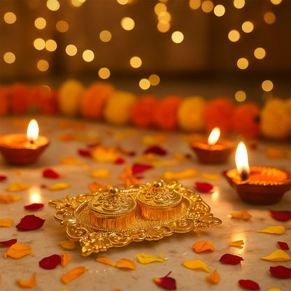 Royal Ornate Oval Pooja Thali - (1 Pc)