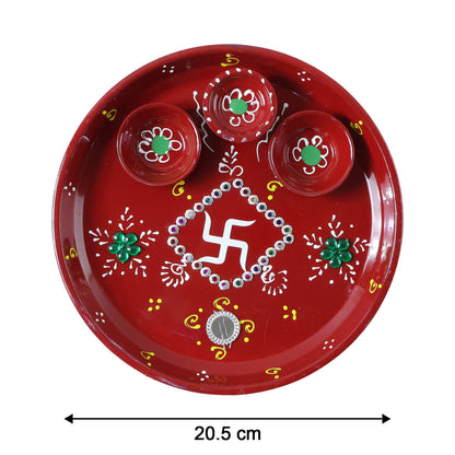Dimensions layout showing size of decorative pooja thali
