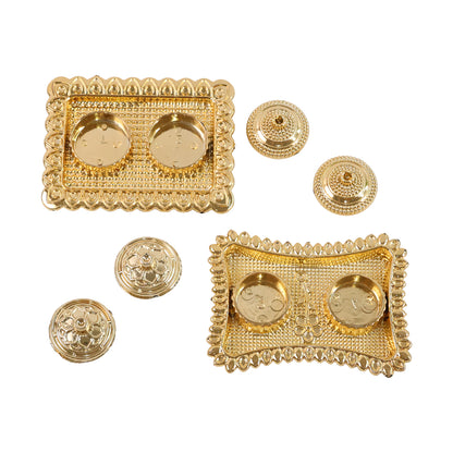 Ornate Rectangular Pooja Tilak Plate - (Mix Design / 1 Pc)