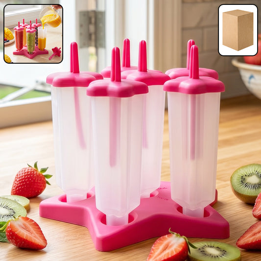 Set of 6 BPA-free plastic ice cream molds with sticks and lids