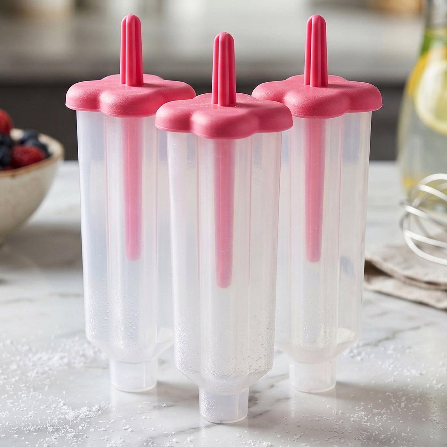 Kids enjoying frozen treats made with plastic ice cream molds