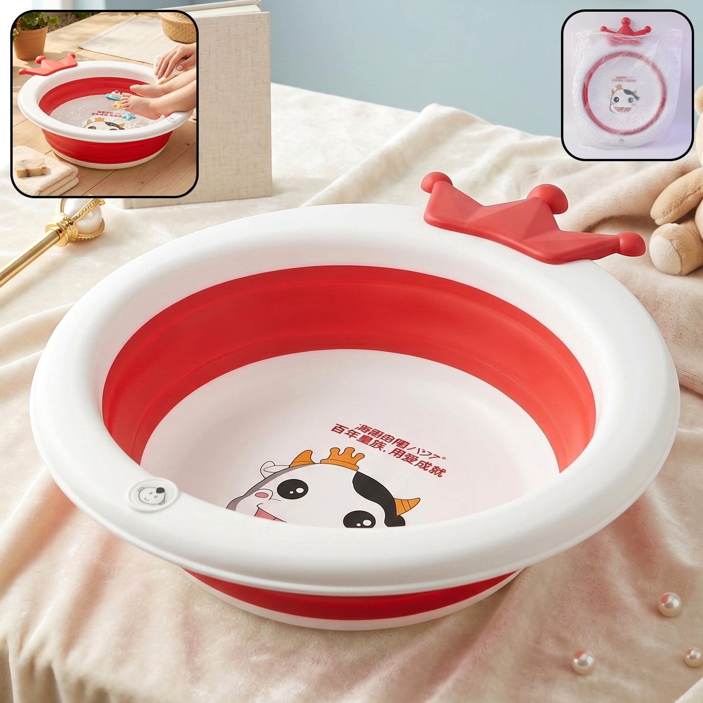 Portable foldable baby bathtub for infants and toddlers