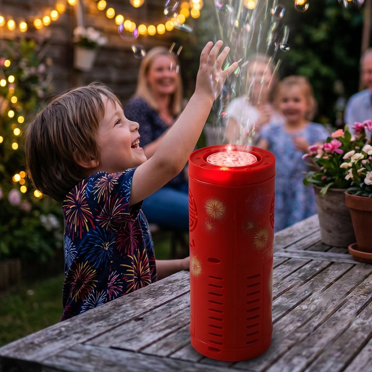 Portable Electric Bubble Machine with LED Light