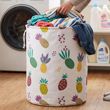 Printed Fabric Clothes Storage Bag Foldable Laundry Basket Hamper (1 Pc)