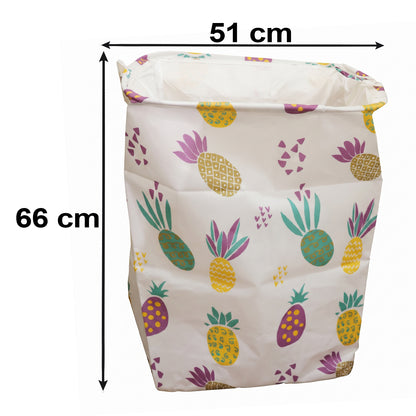 Printed Fabric Clothes Storage Bag Foldable Laundry Basket Hamper (1 Pc)